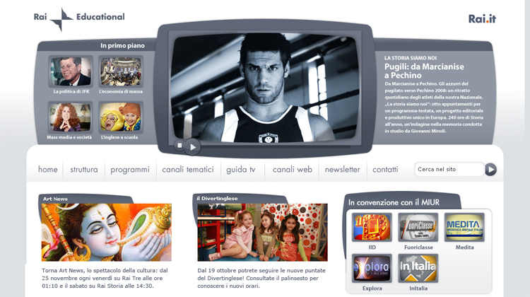 Rai Educational: portal design for tv and video contents, copyright Massimiliano Fabrizi